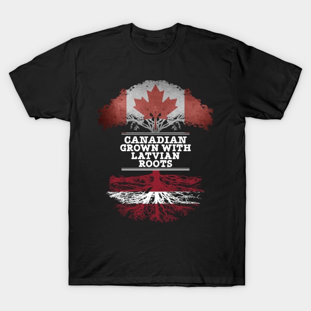 Canadian Grown With Latvian Roots - Gift for Latvian With Roots From Latvia T-Shirt by Country Flags